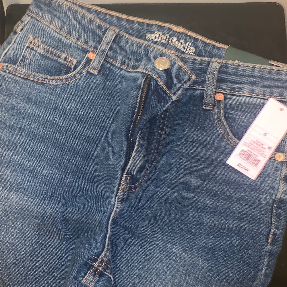 High rise straight ankle jeans
